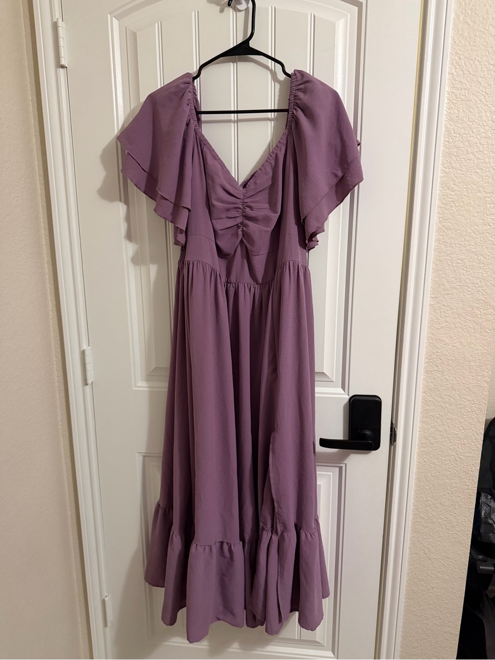 Flowy Mauve Maxi Dress with Flutter Sleeves